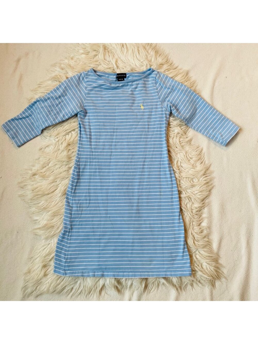 Ralph Lauren Dress Girls 8/10 Blue Striped Long Sleev